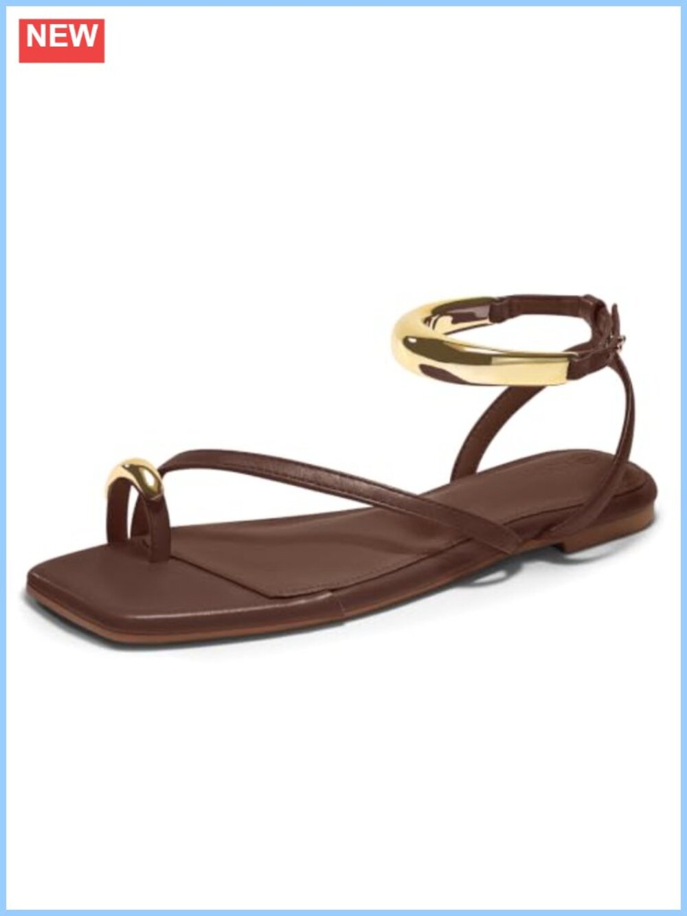 Womens Strappy Flat Sandals Flip Flops Open Toe Ankle Strap Faux Leather